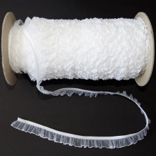 Bild 1 Rüschenband Weiß elastisch dehnbar 18 mm breit