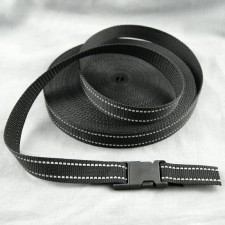 Bild 1 Gurtband Taschengurt Schwarz mit Reflektorfaden 25 mm breit