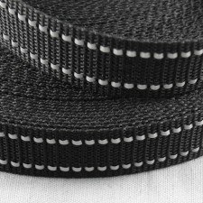 Bild 1 Gurtband Taschengurt Schwarz mit Reflektorfaden 25 mm breit