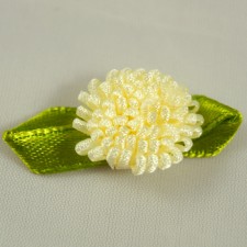 Bild 1 Stoffblumen mit Schleife Aufnäher 16 mm Grün / Creme
