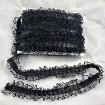 Bild 1 Rüschenband Schwarz beidseitig gerüscht 40 mm breit