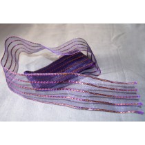 Bild 1 Dekoband Blaugold glitzernd mit Drahtkante 40 mm breit