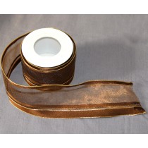 Bild 1 Dekoband Goldbraun glitzernd mit Drahtkante 55 mm breit