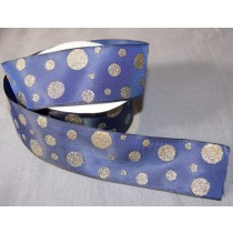 Bild 1 Dekoband Wired Blaugold glitzernd mit Drahtkante 40 mm breit