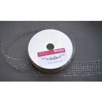 Bild 1 Lurexborte mit Gitterband Silber 40 mm breit