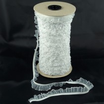 Bild 1 Rüschenband Schwarz mit Silberrand elastisch dehnbar 18 mm breit