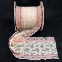 Bild 1 Elastische Spitze Beige Rosa 17 cm breit Nr. 111