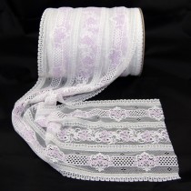 Bild 1 Elastische Spitze Weiss-Lila 16,5 cm breit Nr. 86