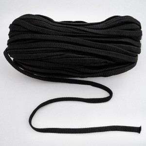 Bild 1 Kordel Polyester flach Schwarz. Durchmesser 8 mm