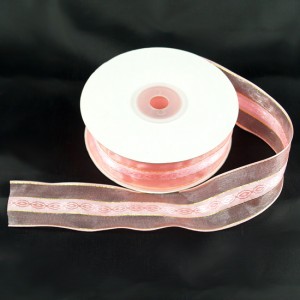 Bild 1 Dekoband Rosa mit Goldeinzug 30 mm breit