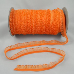 Bild 1 Rüschenband Orange elastisch dehnbar 18 mm breit