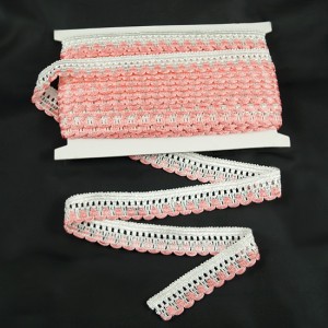 Bild 1 Posamentenborte Weiss / Rosa 28 mm breit